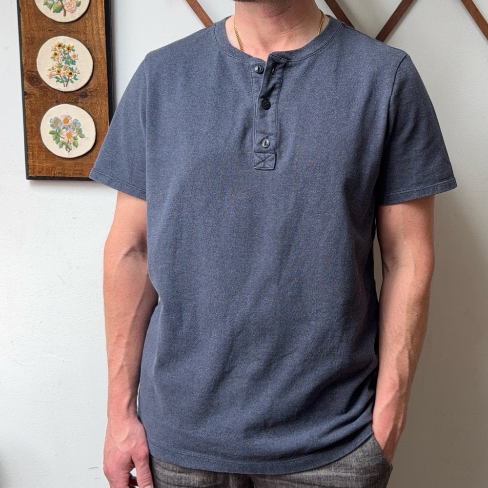 Taylor Stitch Blue Henley Shirt